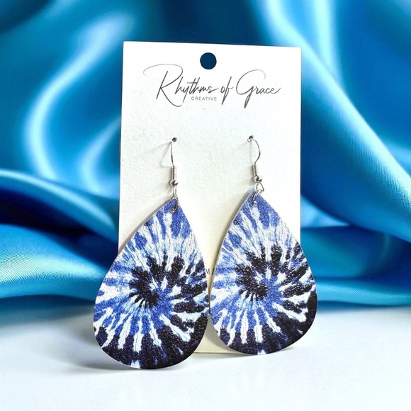 Jewelry - Blue Tie Dyed Teardrop Earrings – Chill Vibes Only 💙 NWT Jewelry
